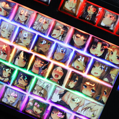 Anime Ahegao LSP Backlit Keycaps OEM Height PBT 108 Keys For Cherry MX Keyboard
