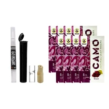 Camo Natural Leaf- 8 Pack Grape- Bundle GlueGar OG 3ml, Glass &Wood Tip