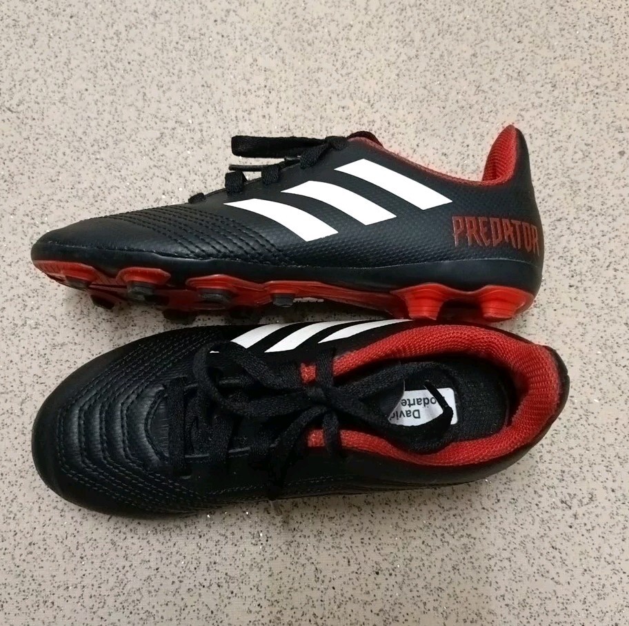 Adidas Predator FxG Boys Soccer Cleats Black/White/Red Size
