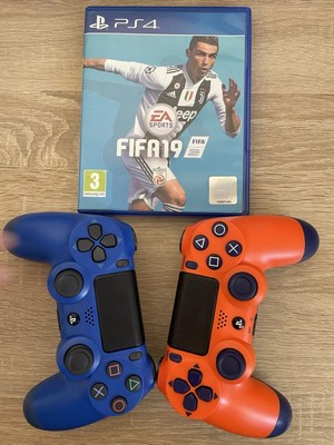 2x PS4 Controller (Orange & Blau) + FIFA 19 | Neuwertig | Gratis Versand