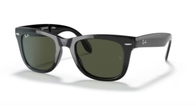 Ray Ban 4105 Wayfarer Folding - 601 -Sonnenbrille - Schwarz Hochglanz/Grün G-15