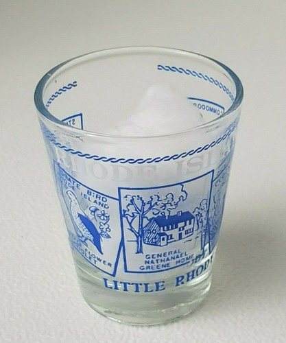 Shot Glass Rhode Island Little Rhody Travel Gift Souvenir Clear Glass with Blue