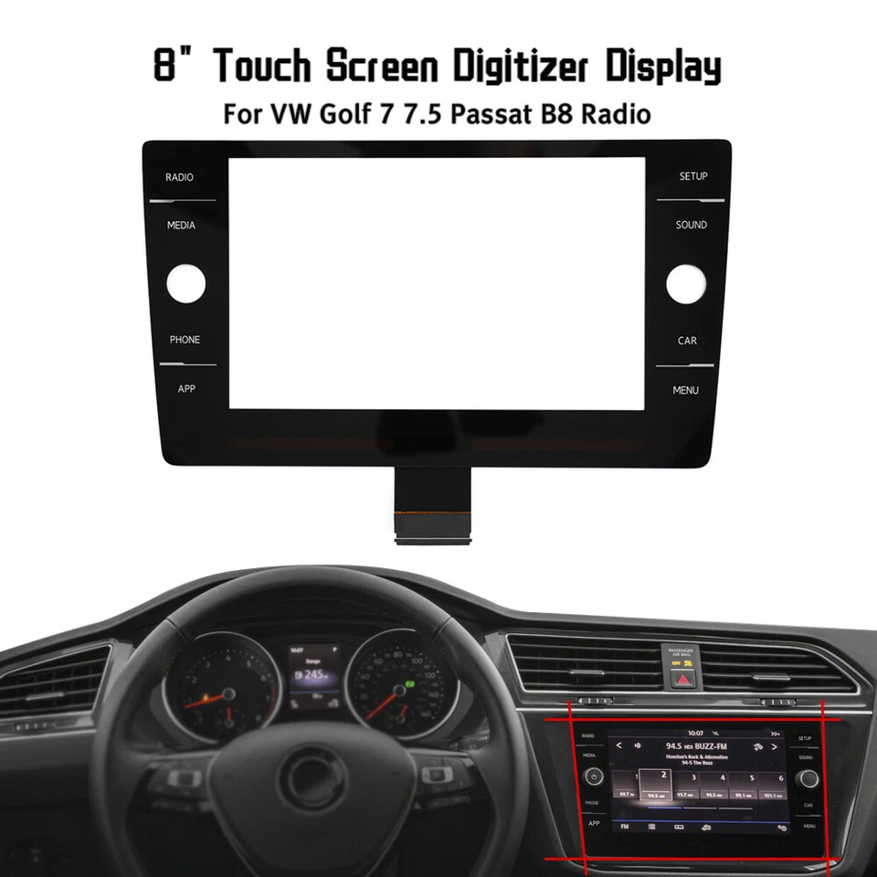 8" Glas Touch Screen Digitizer 5G6919605B Für VW Golf 7 POLO Passat B8 Car Radio - Bild 2 von 4