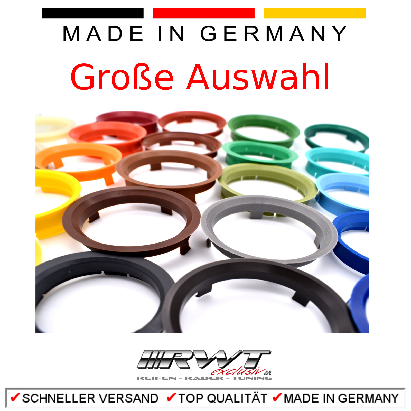 Produktbild von 4 Zentrierringe 66,45 X 57,1 Für Original Audi Räder VW Audi Seat