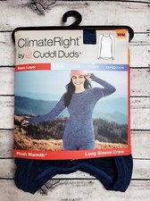 Climate Right Cuddl Duds Long Sleeve Shirt Women's M Stretch Base Layer Blue