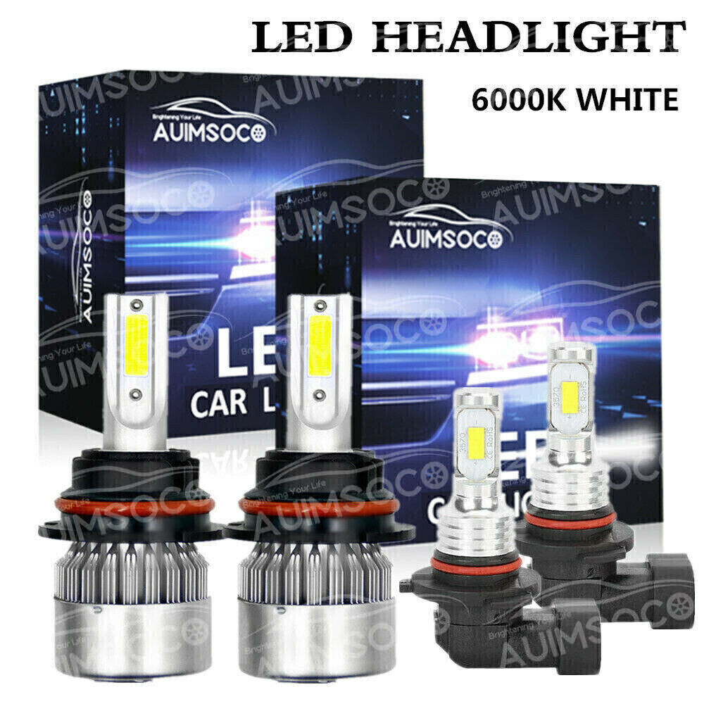 6000K For Lobo 2002-2003 9007 LED Headlight+9145 Fog Light Bulbs Combo Kit White
