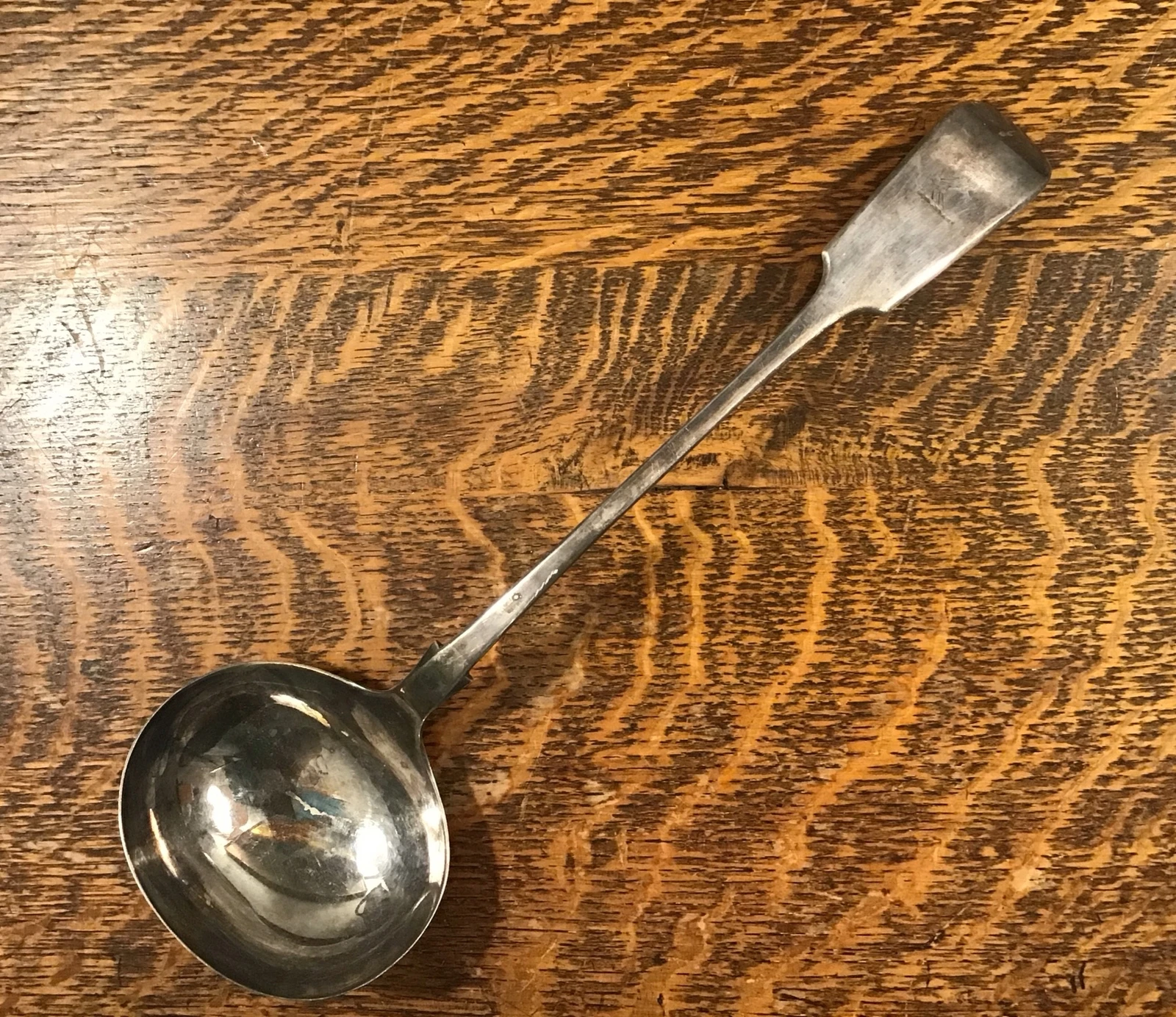 LATE 19TH / EARLY 20TH C. SILVER PLATE SOUP LADLE, HARRISON BROS, c.1880-1920