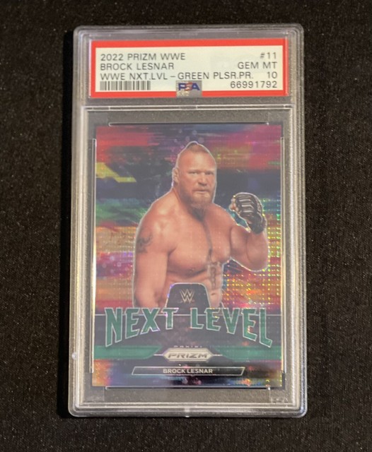 2022 WWE PANINI PRIZM BROCK LESNAR NEXT LEVEL GREEN PULSAR PRIZM #D 5/25 POP 1
