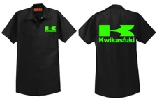 RED KAP Industrial Mechanic Shirt Motorcycle Biker Fathers Kawasaki Kwikasfuki