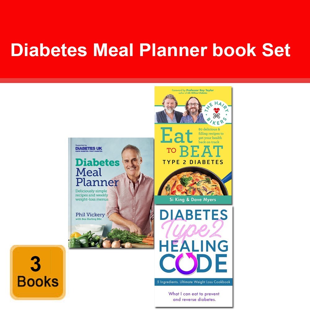 Set of 3 Books Diabetes Meal Planner, Hairy Bikers Eat to Beat Type 2 Diabetes