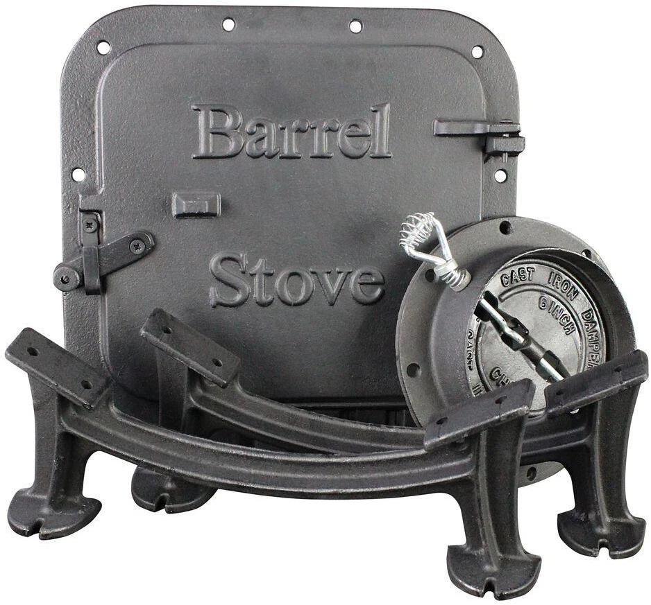 Barrel Stove Kit Door Leg Steel Drum Wood Heater Fireplace Converter Cast  Iron | eBay