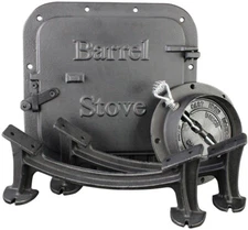 Barrel Stove Kit Door Leg Steel Drum Wood Heater Fireplace Converter Cast Iron