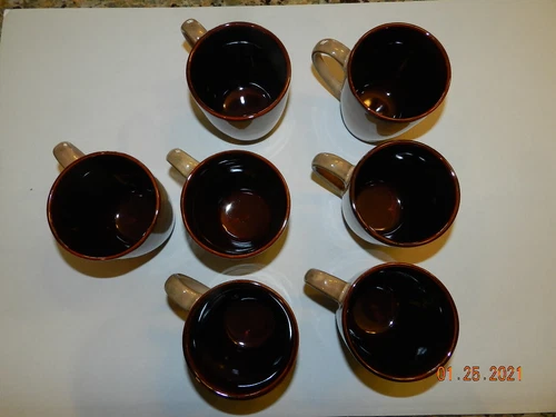 Sango NOVA BROWN 4933 Coffee Mugs Lot of 7