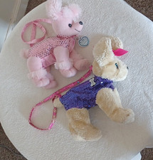 Set of 2 Plush Dog  Poodle Sequin Shoulder Bags with Adjustable Strap