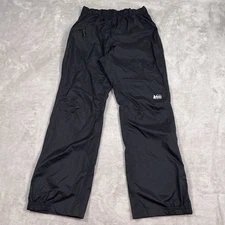 REI CO OP Rain Pants Kids Size Large Black Nylon Straight Leg Elastic Waist