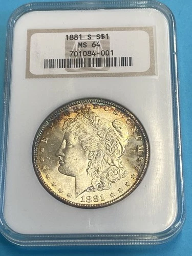 1881 S Morgan Silver Dollar $1 NGC MS64 Old Holder Beautiful Toning