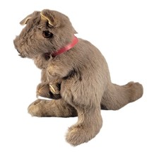 Vintage Real Fur Kangaroo Plush Toy with Joey, Brown 10" Stuffed Animal