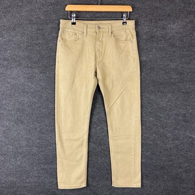 Levi's 502 Mens Jeans W29 L30 Khaki Denim Mid Rise Regular Taper Fit Zip Fly