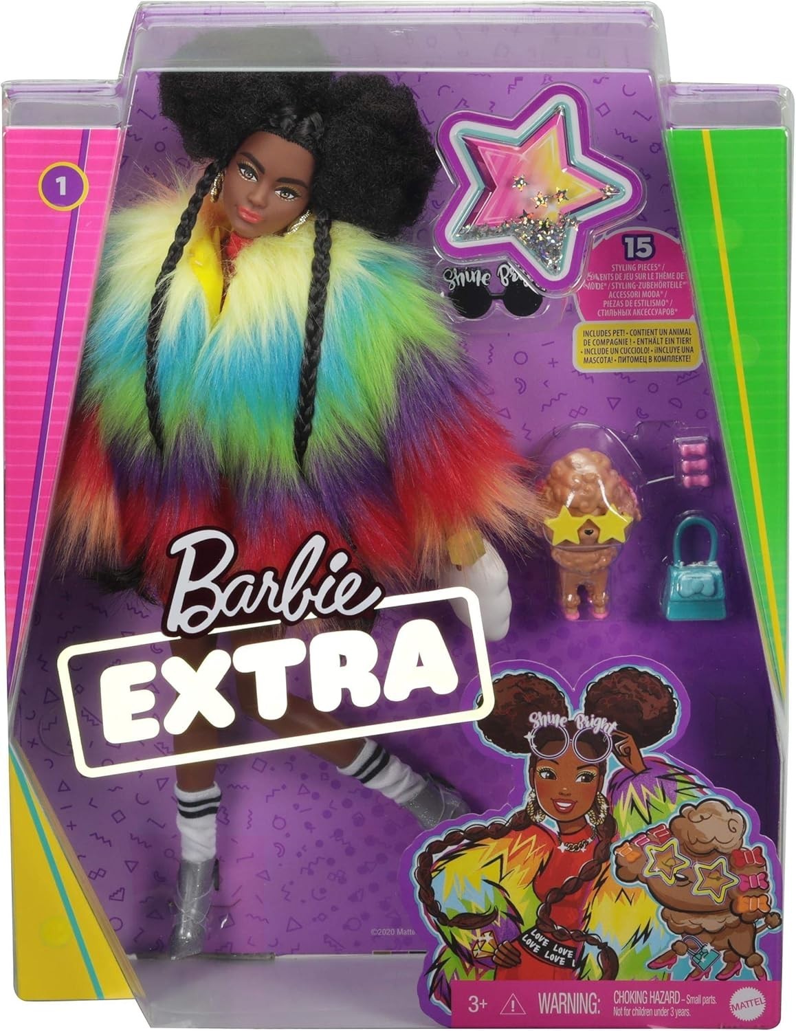 Barbie Extra N.1 Afroamericaine Avec Petit Chien GVR04 Originale 2020