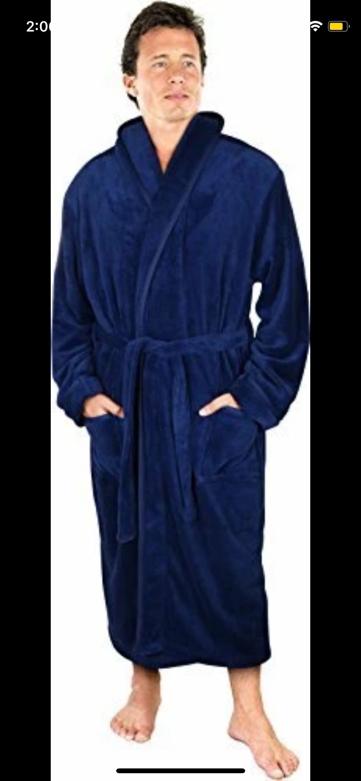 Men’s Bath Robe Collar  Bathrobe  NY Threads Blue L/XL New with tags 