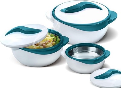 3 Piece Thermo Dish Hot or Cold Casserole Serving Bowls with Lids Turquoise