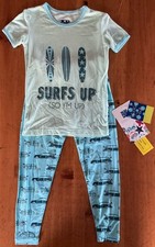 Kickee Pants Pajama Set Short Sleeve Surfing Woody Bamboo 4T NWT