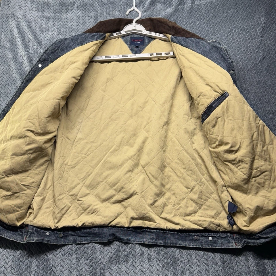 Chaqueta de Granero Tommy Hilfiger Tommy Jeans Vintage Para Hombre XL Azul Denim Forro Acolchado Foto 3 de 4
