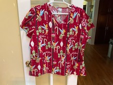 Disney XL Tinkerbell Short Sleeve Scrub Top NWT