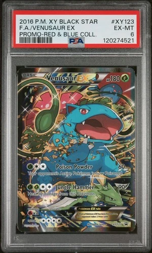 2016 POKEMON XY BLACK STAR PROMO RED & BLUE COLL FULL ART/VENUSAUR EX PSA 6