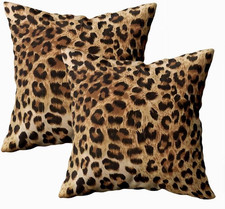 Cheetah Leopard Print Pillow Covers 18x18 Set of 2  Western Couch Pillow Cases