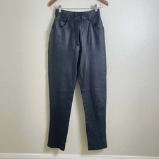 Newport News Best of Europe Vintage Black Leather High Waist Tapered Pants 4