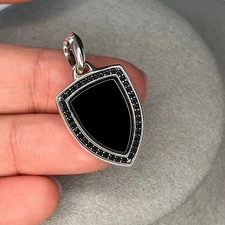 Authentic david yurman shield amulet black onyx black diamonds sterling silver