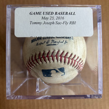 MLB Authenticated - Tommy Joseph 4th Career RBI 9th Game 5-25-2016 Phillies R