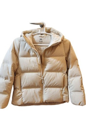 Uniqlo Seamless Daunenjacke weiß L leichter Puffy Mantel gebraucht