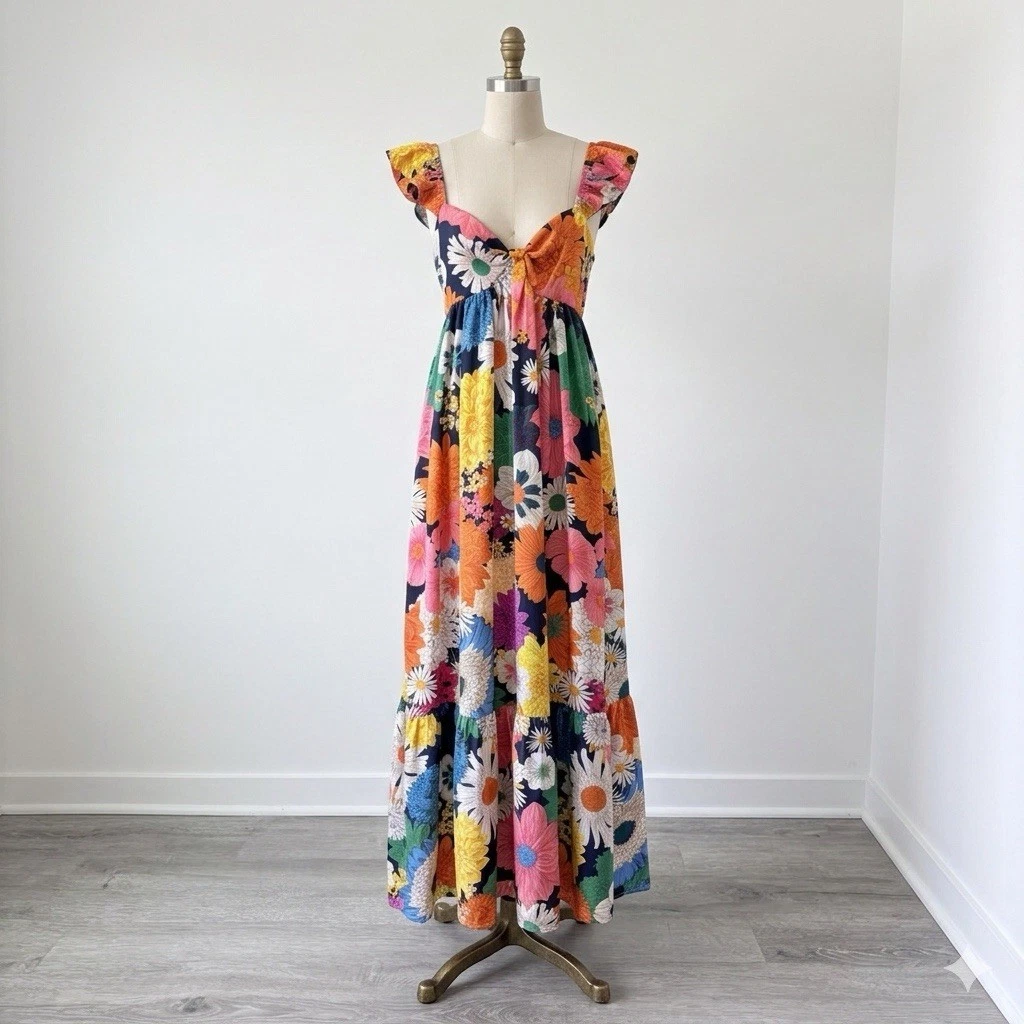 MAYFASEY Abito Estivo Donna Bohémien - Scollo A V, Senza Maniche, Strapiombo In Chiffon - Taglie Regolari