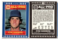 1987 BURGER KING ALL-PRO RYNE SANDBERG BASEBALL CARD CHICAGO CUBS~FREE  S&H