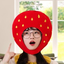 Cute Plush Hat Strawberry Headdress Funny Photo Prop for Event Party Cosplay