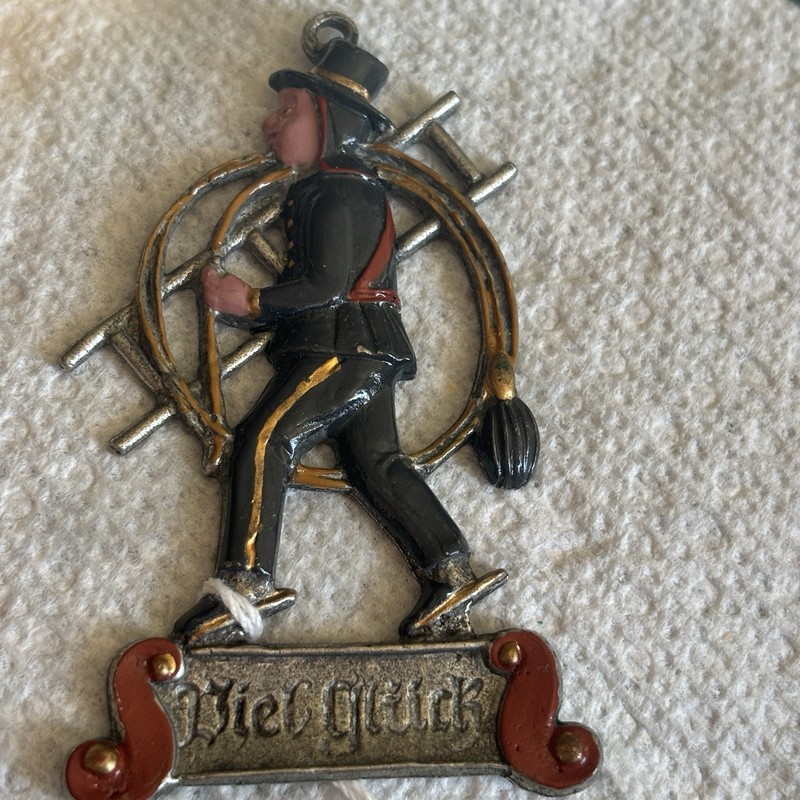 Vintage Kuhn Pewter Ornament Germany christmas good luck Chimney Sweeper