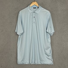 Footjoy FJ Mens Size Large Blue Leaf Print Short Sleeve Golf Polo Shirt