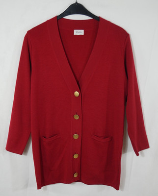 Damen VIYELLA Edel Strickjacke Rot mit WOLLE und mit 2 Taschen Größe 40/42 TOP!