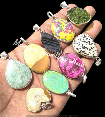 Wow Jasper & Mix Gemstone Pendants 5PCS Lot 925 Sterling Silver Plated Jewellery