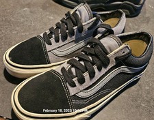 VANS Off The Wall BLACK/GRAY LOW SUEDE CANVAS Skateboard Sneakers SHOES Size 5