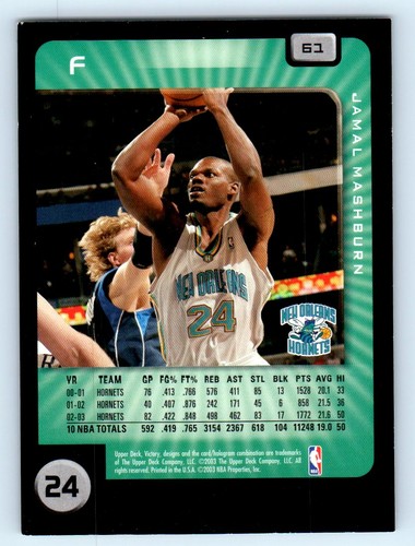 2003-04 Upper Deck Victory #61 Jamal Mashburn New Orleans Hornets - Picture 2 of 2