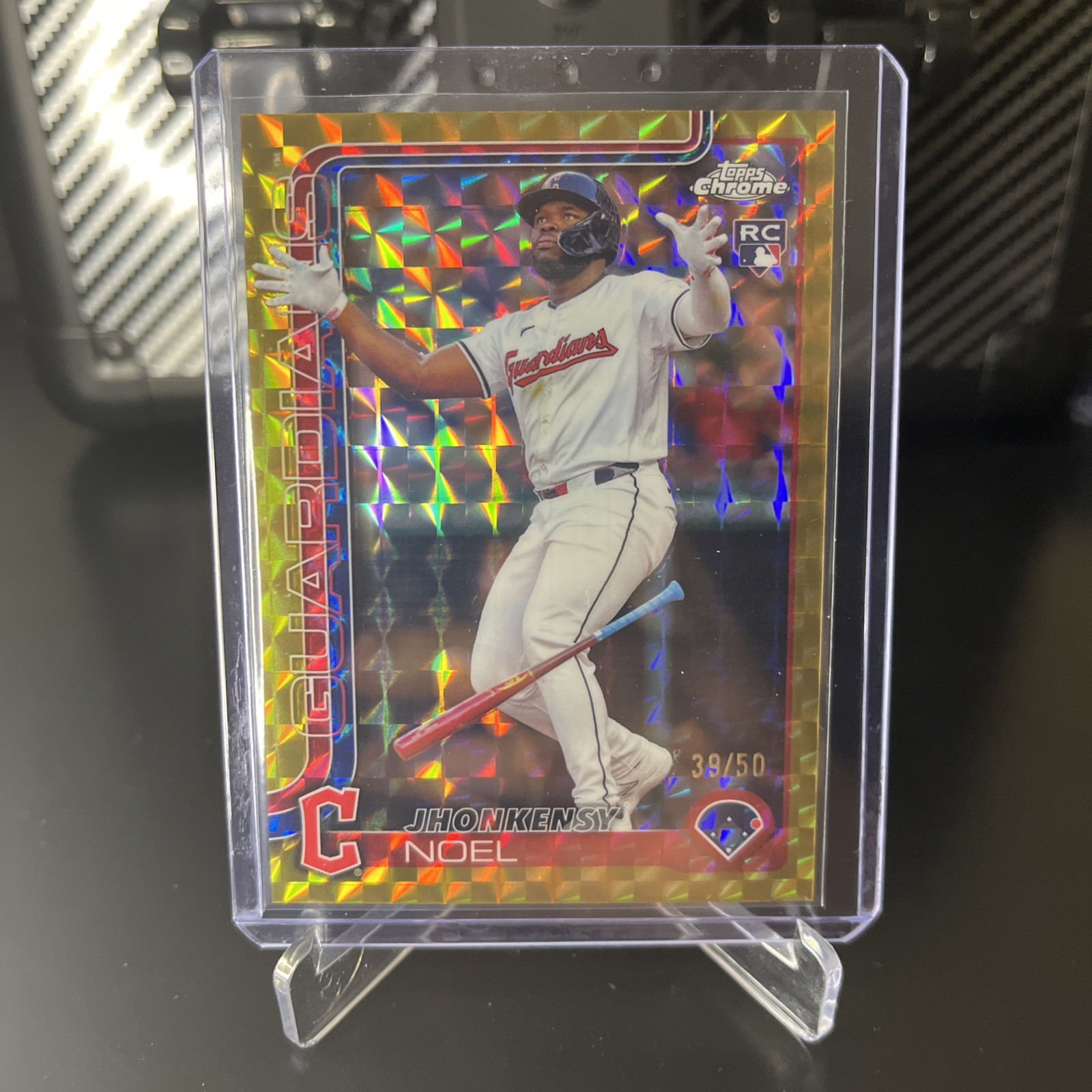 2025 Topps Chrome Gold Geometric Refractor #291 Jhonkensy Noel 39/50 Guardians