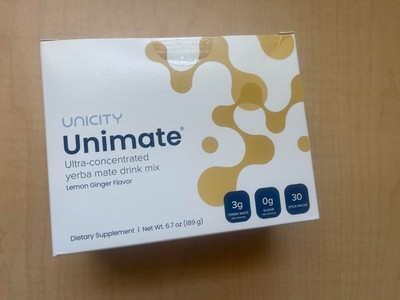 Unicity Unimate LEMON GINGER YERBA MATE 30 Packets/Servings Exp 5/2027 - New!