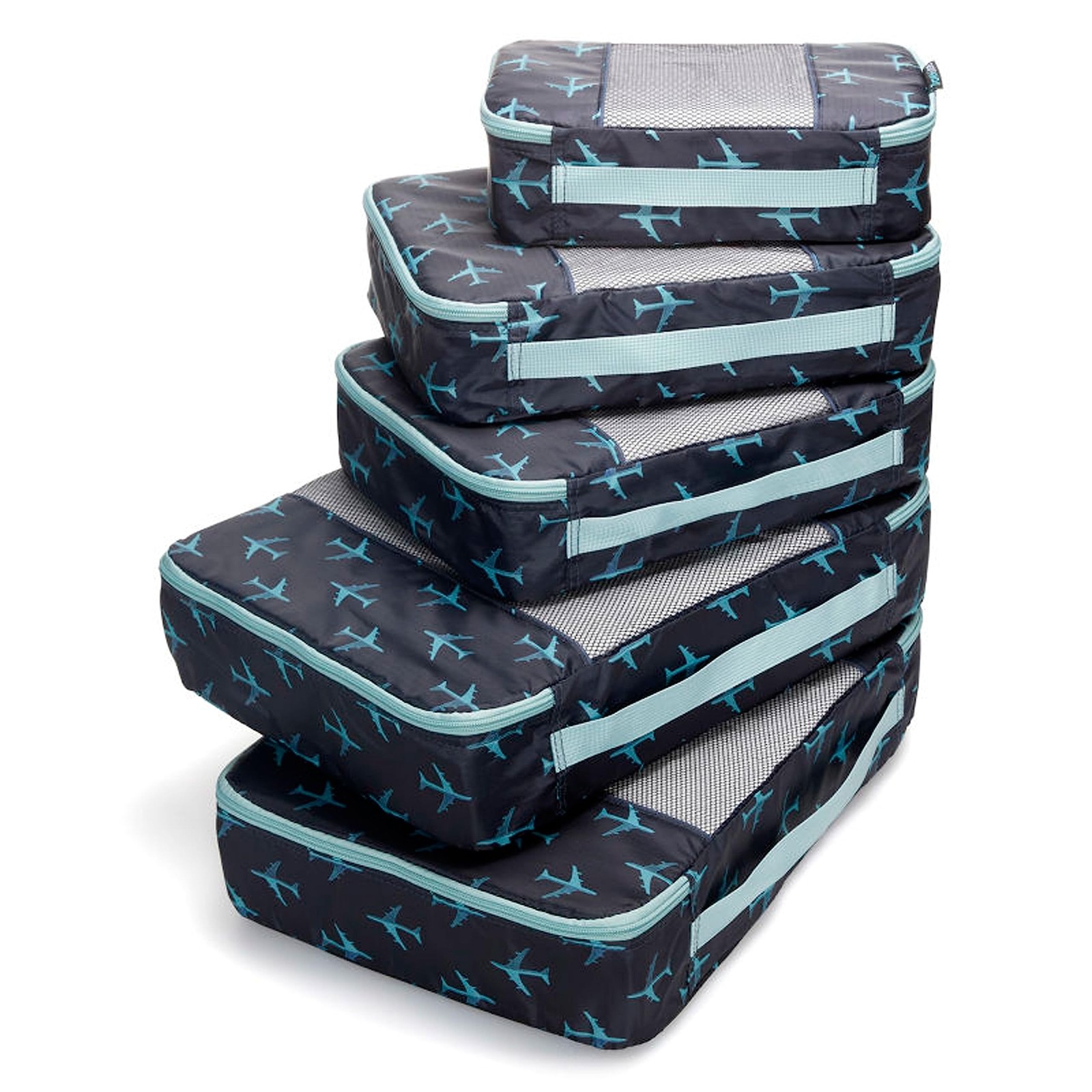 TravelWise Navy Airplane Print Packing Cubes Set for Organized Luggage-image