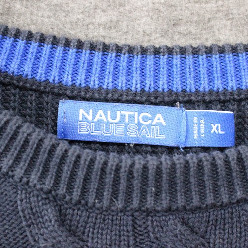 Nautica Blue Sail Cable Knit Pullover Sweater Men's Sz XL Crewneck 100% Cotton - Picture 4 of 6