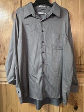 Geoffrey Beene Shirt 2XL XXL 18 34/35 Gray Sateen Wrinkle Free Dress ButtonFront