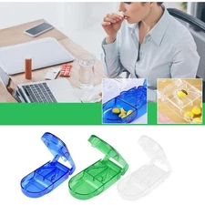 5x Pill Cutter and Splitter Stainless Steel Blade with Dispenser Cuts Pills 