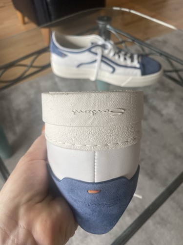 * SANTONI * azul - blanco elegante zapatillas zapatos cuero talla 48 US 13 UK 12 - Imagen 11 de 19